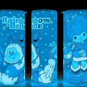 Glow in the Dark Rainbow Brite 80s Easter Bunny with Eggs Cup Mug Tumbler